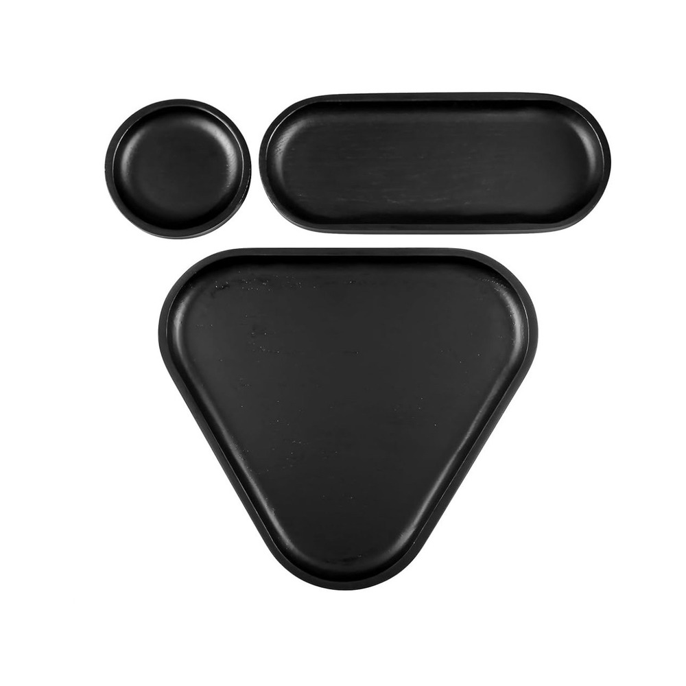 Normcore 3 Pack Valet Tray Bundle Coffee Serving‎ Trays Black Stained Oak Wood